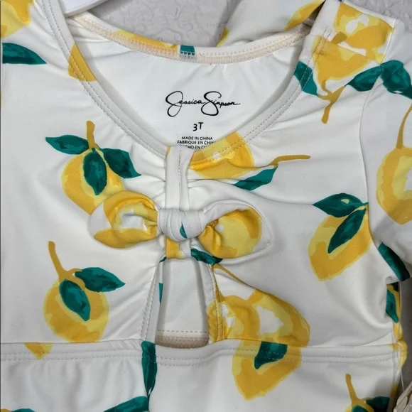 Jessica Simpson Toddler Girl 3T Lemon Cut Out Longsleeve One Piece Swimsuit - Picture 3 of 6